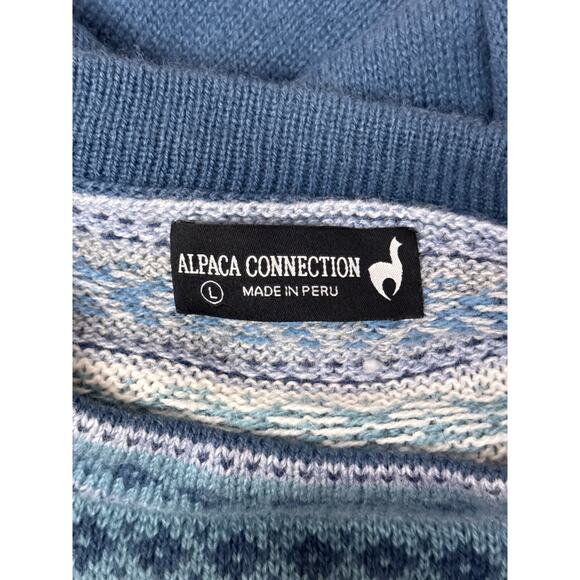 Alpaca Connection Sweater Large Womens Blue Snowflake Fair Isle Crewneck - Picture 7 of 8